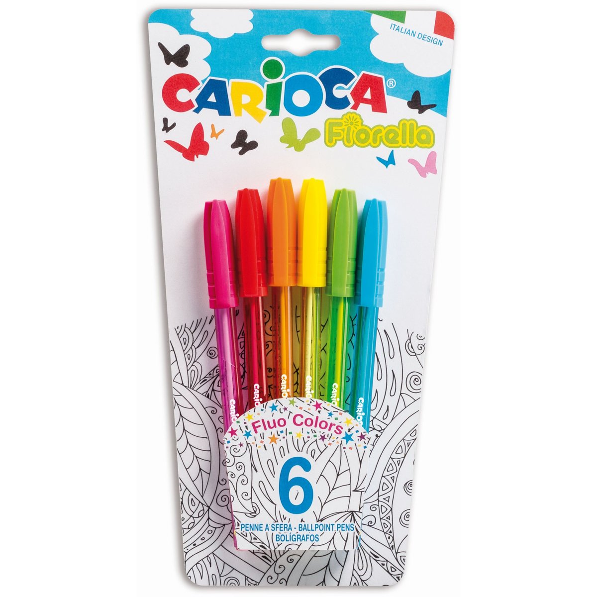 Pix cu cerneala fluorescenta,  6 buc/blister, CARIOCA Fiorella