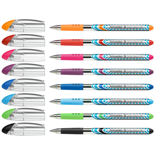 Pix SCHNEIDER Slider Basic XB, rubber grip, 8 culori/set - (BK,RE,BL,OG,VI,PK,LBL,LGR)
