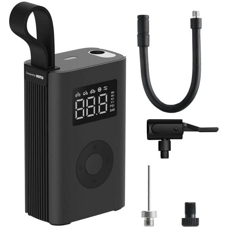 Portable electric compressor, air pump HOTO QWCQA001 (10.3 bar, 150 PSI, 2000mAh)