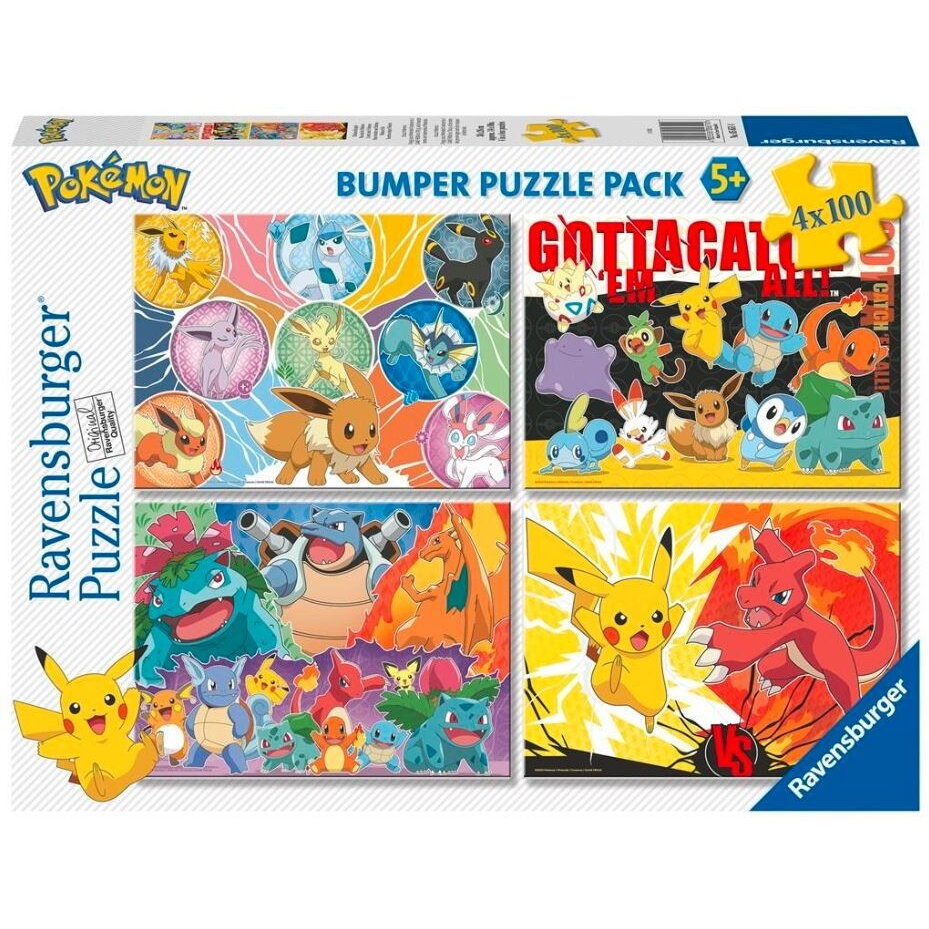 Puzzle 4x100 elementów Pokemon