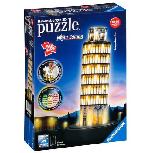 Puzzle Ravensburger Puzzle 3D Turnul înclinat din Pisa noaptea