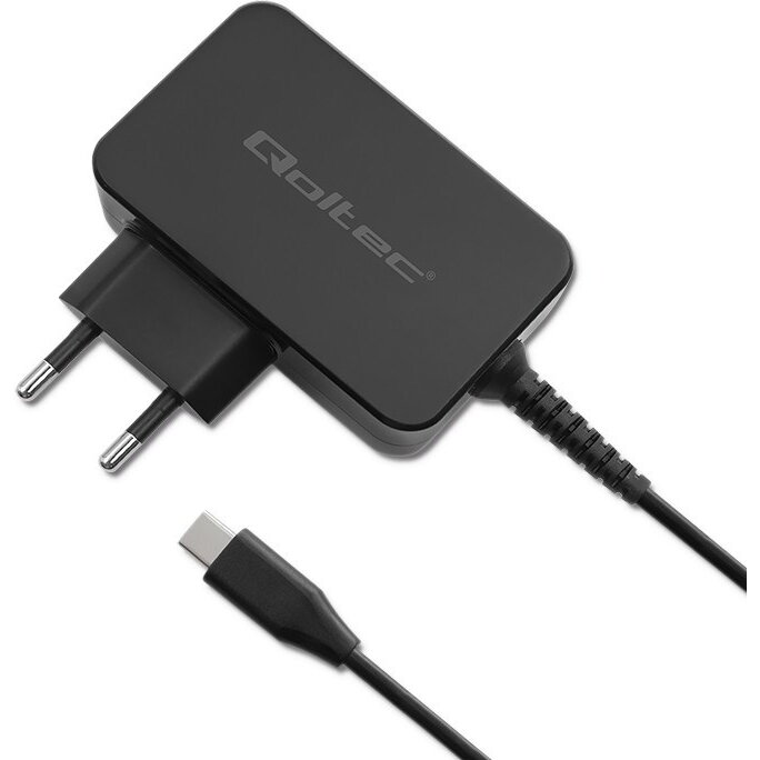 Qoltec 52386 GaN POWER PRO charger | 1xUSB-C | 65W | 5-20V | 3-3.25A | Black