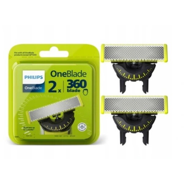 Rezerva OneBlade 360 QP420/50 Otel Ioxidabi, Umed Si Uscat Verde
