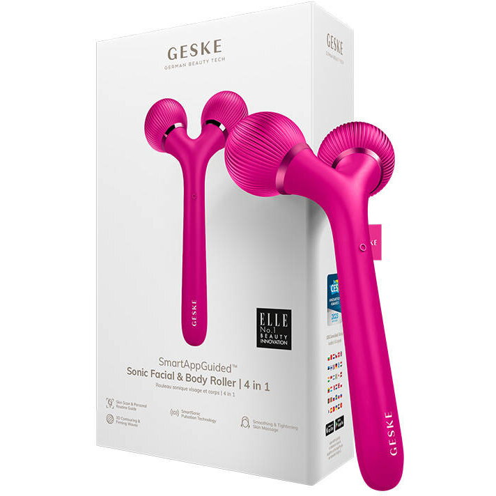 Roller soniczny do twarzy i ciała 4w1  z Aplikacją (magenta)