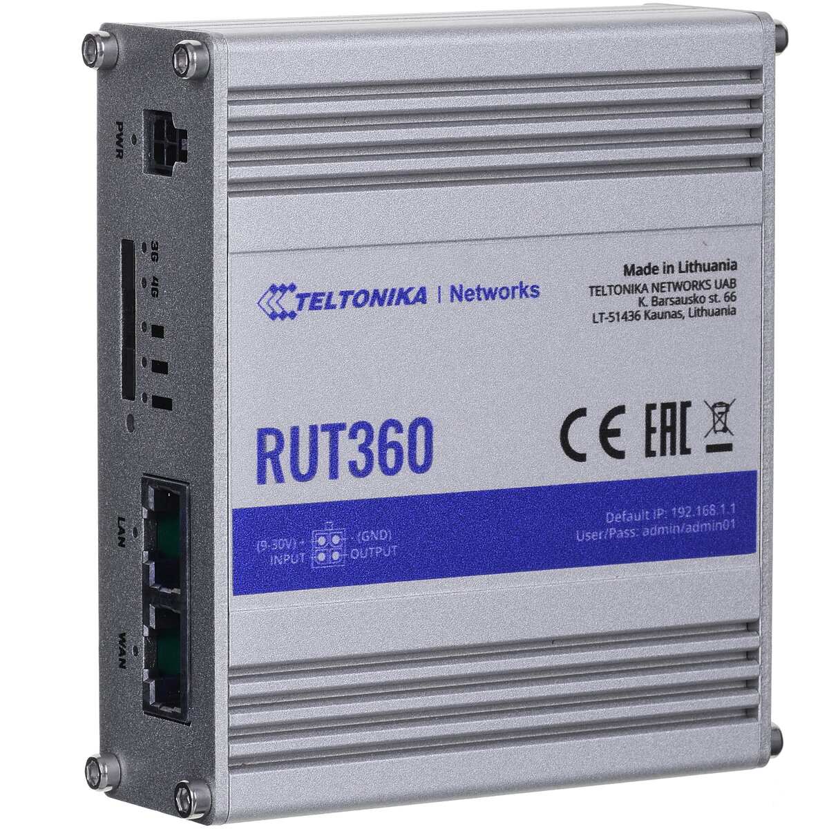 RUT360 Industrial LTE Router Cat.6 1x LAN 1x WAN 100Mb/s WiFi 2.4GHz