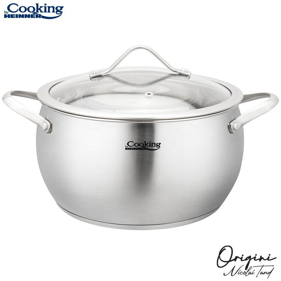 Oala Inox Colectia Origini Nicolai Tand 22x11.5CM Capacitate 4.3L Capac Sticla Argintiu