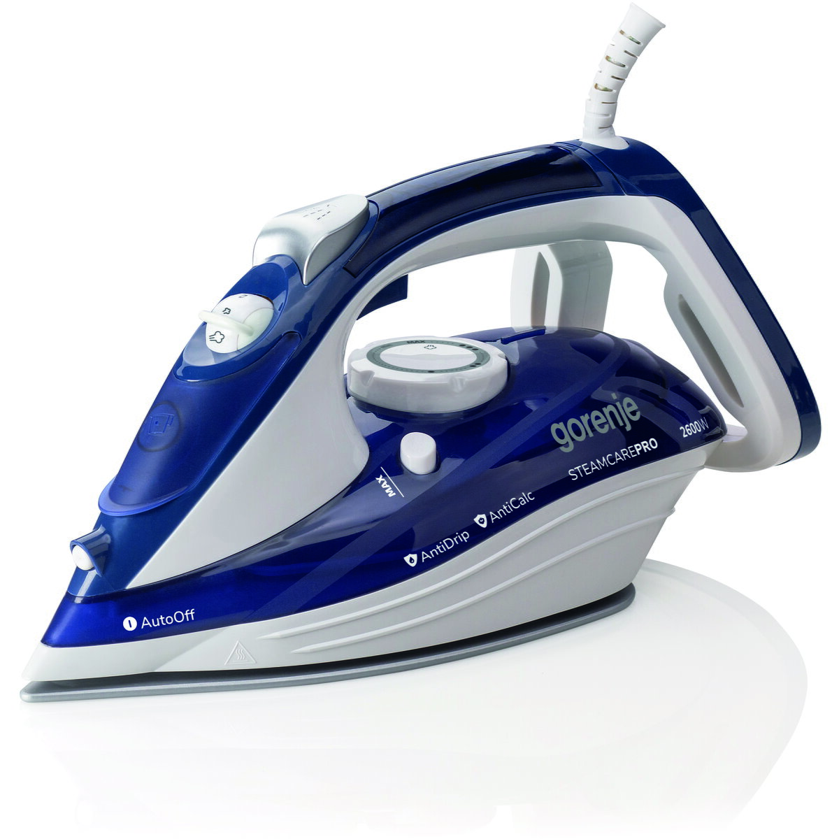 SIH2600BLC Steam Iron, Water tank 0,4 L, Continuous steam 30 g/min, Dark blue/White