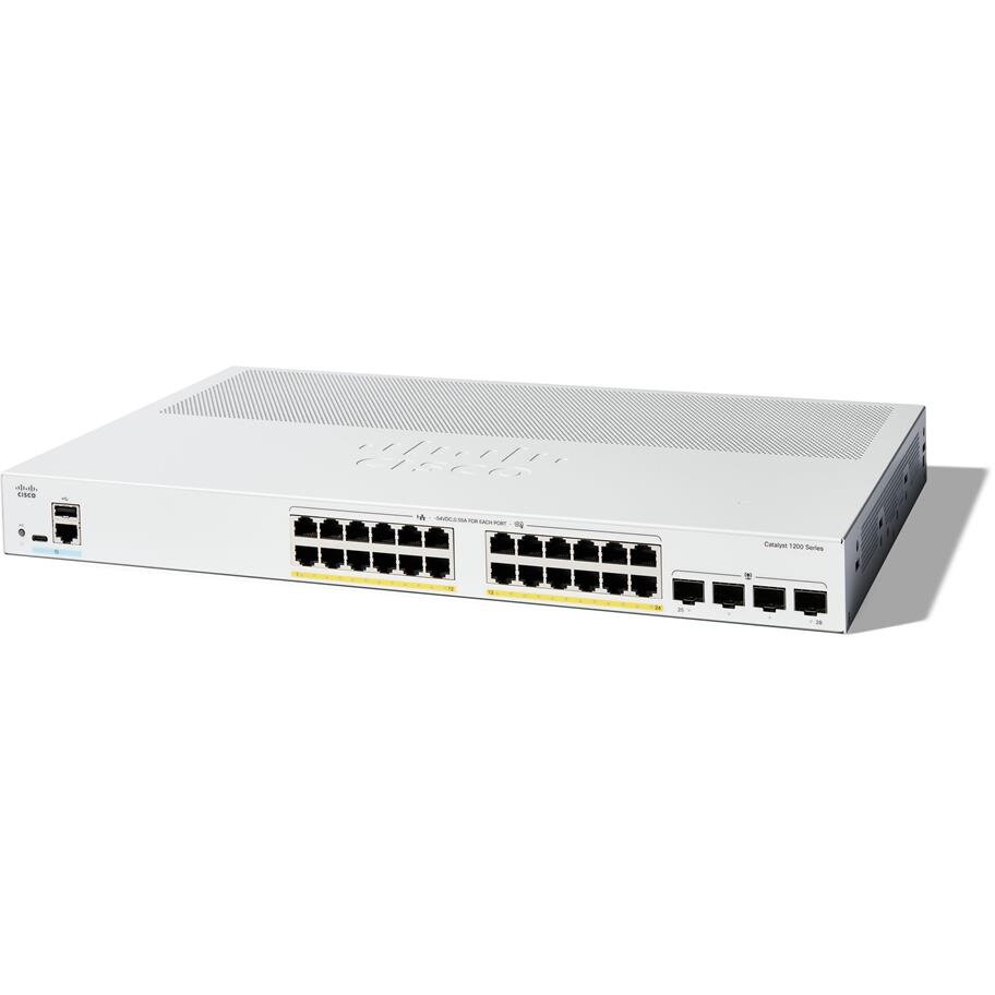 Switch Cisco Catalyst 1200-24P-4G Smart Switch, 24 Port GE, PoE, 4x1GE SFP, Limited Lifetime Protection (C1200-24P-4G)
