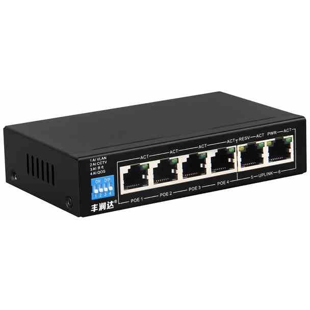 Switch EUROS V2 6 ports POE 4X 10-100MBPS POE ports + 2X UPLINK ports 802.3AF 60W