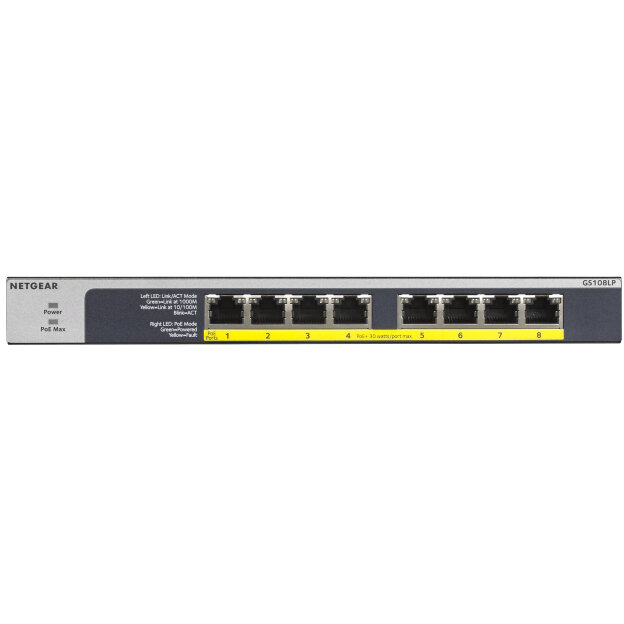 Switch GS108LP PoE/GE/UNM/08 - 8x PoE+, PoE-Budget 60,5W