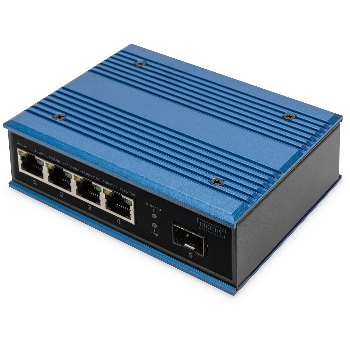 Switch Ind. 4-Port  10/100  30W PoE Unmanaged blau