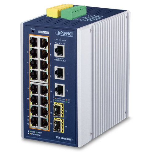Switch Industrial 16-Port PoE 10/100/1000T 2xUP 2xSFP
