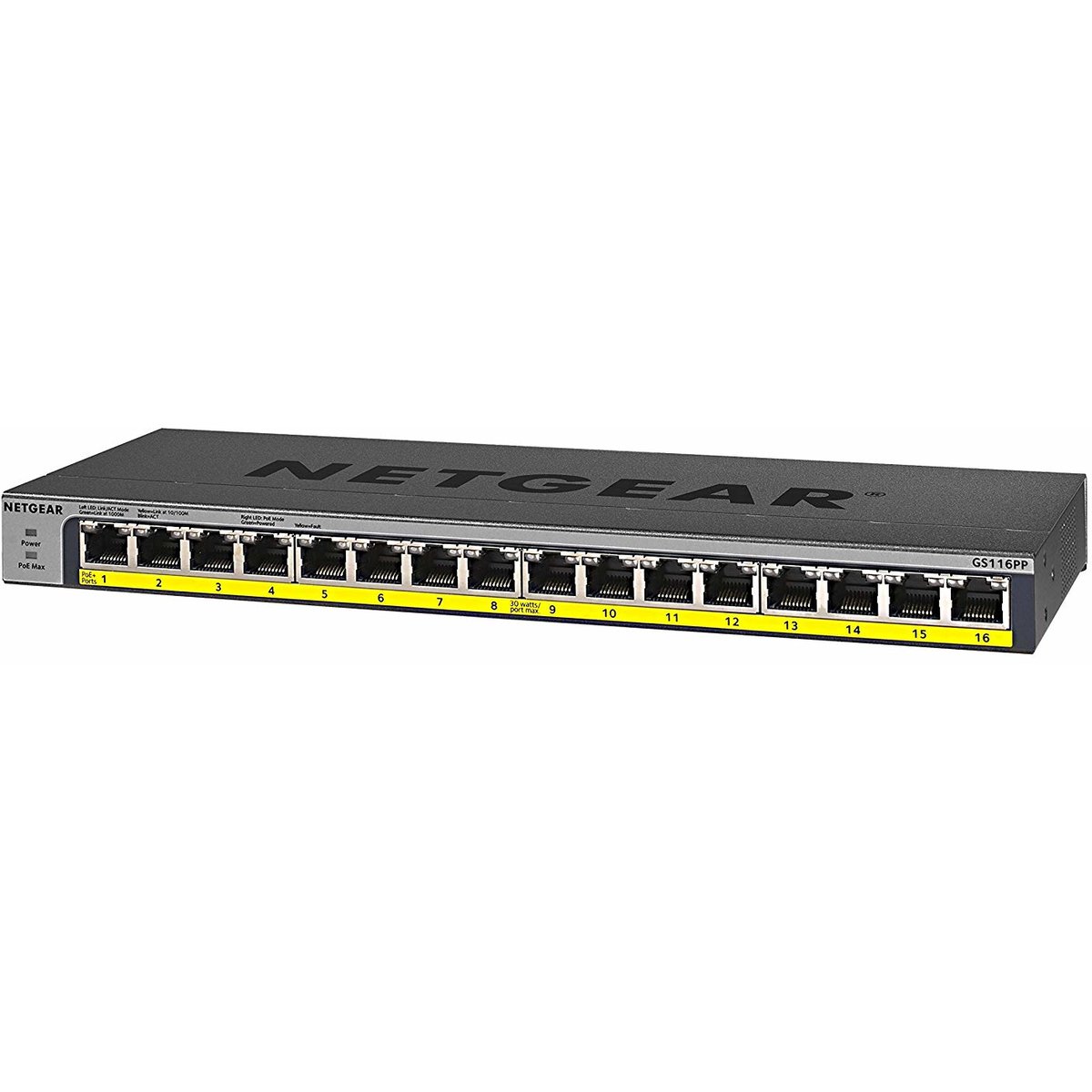 Switch GS116PP-100EUS ProSafe 16-PT PoE+ Gigabit Metal Budget PoE 183W