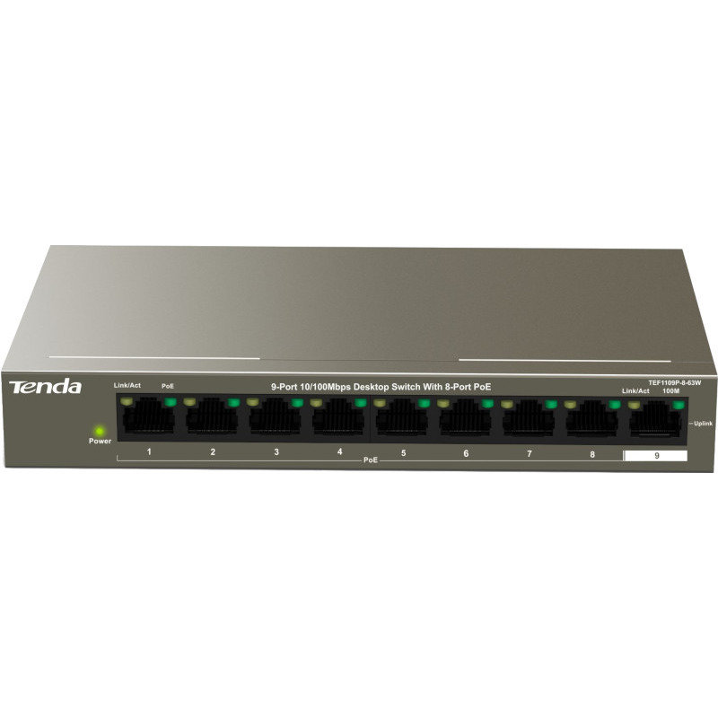 Switch TEF1109P-8-63W  9 x 10/100Mbps 8 x PoE