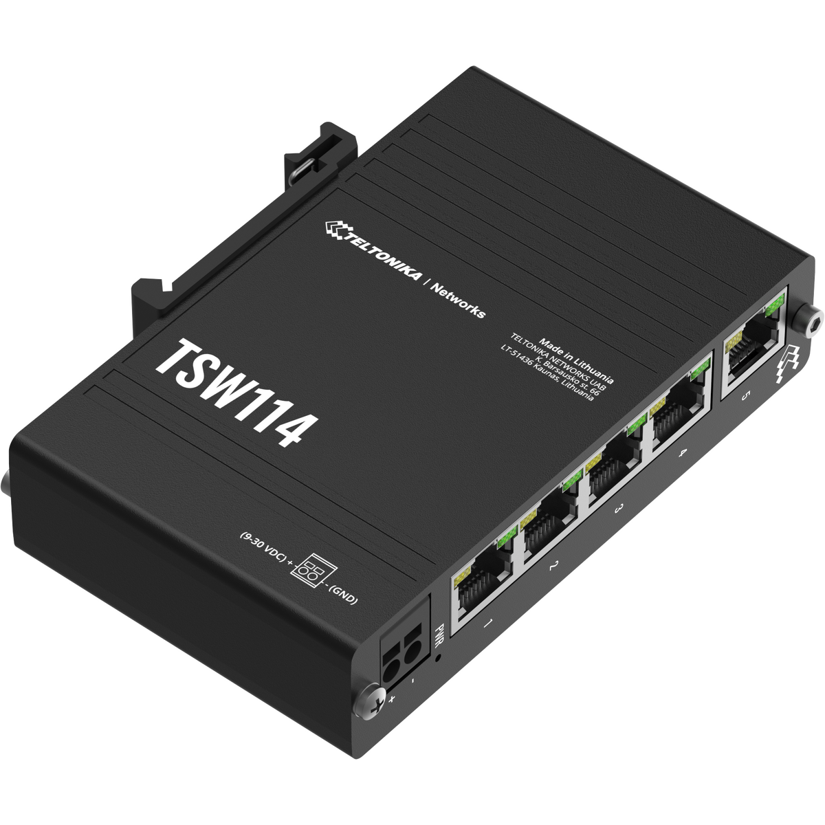 Switch TSW114 5xGbE, Integrated DIN Bracket