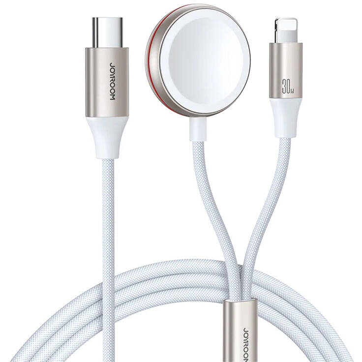 Szybko ładująca magnetyczna ładowarka do Apple Watch 2w1 Joyroom S-IW012 30W 1,5m (biała)