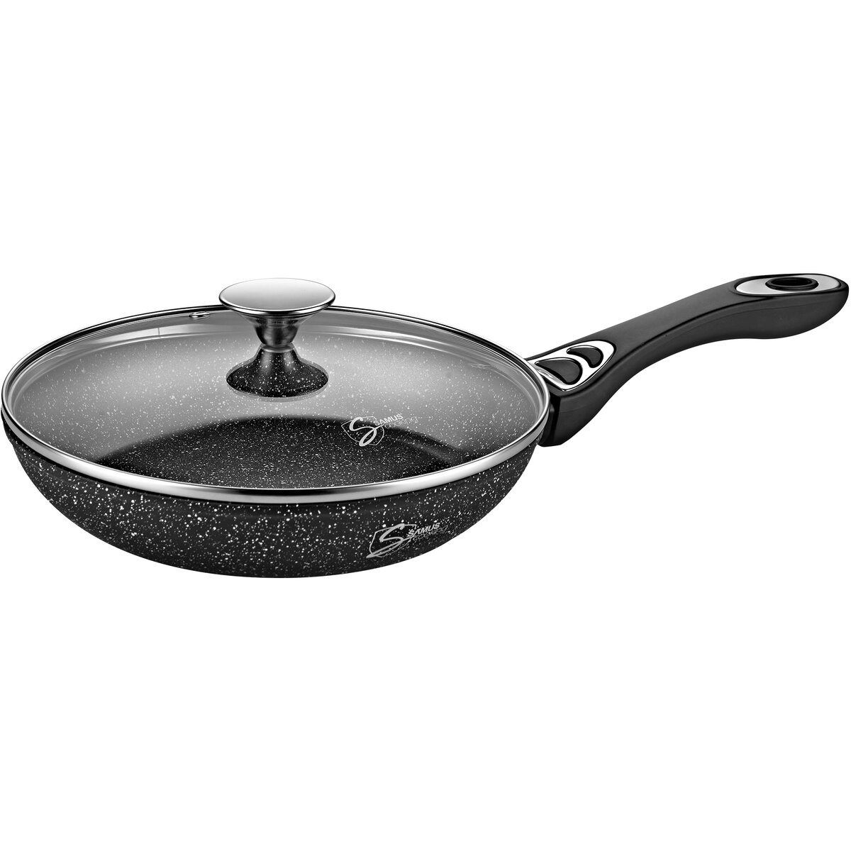 Tigaie Antiaderenta VER241LFPB cu Capac Sticla 24CM Negru