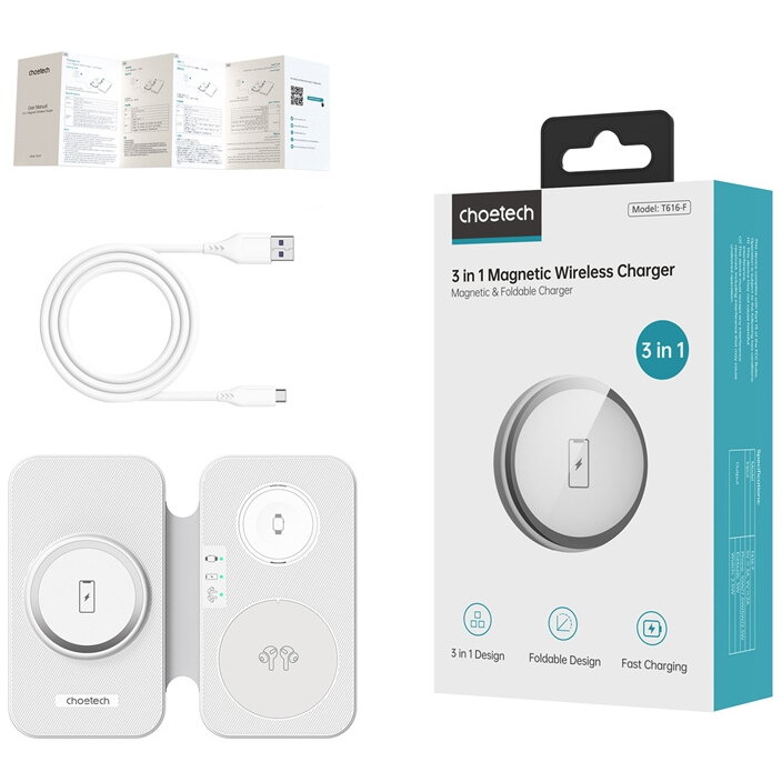 Wireless charger 3in1   T616-F (white)